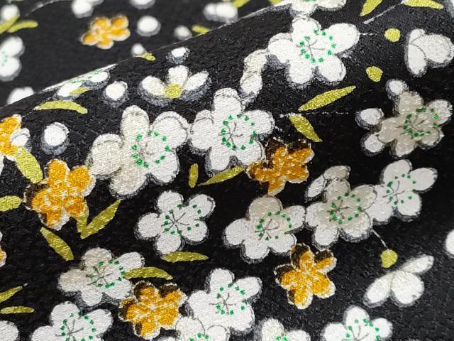 平和屋着物∵極上　女の子　十三参り　子供　祝着　枝花文　黒地　逸品　未使用　CYAA4464s6