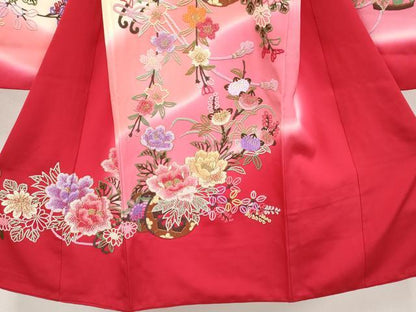 平和屋本店[]極上 七五三　女の子　7歳　祝着　中国三大刺繍　相良刺繍　総刺繍　花車文　暈し染　金糸　朱・緋色　逸品 未使用 CYAA4466s6