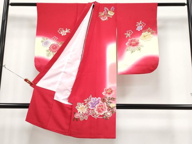 平和屋本店[]極上 七五三　女の子　7歳　祝着　中国三大刺繍　相良刺繍　総刺繍　花車文　暈し染　金糸　朱・緋色　逸品 未使用 CYAA4466s6