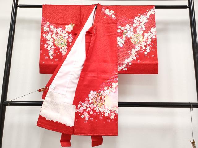 平和屋着物[]極上　七五三　女の子　3歳　祝着・長襦袢セット　鞠花文　金彩　逸品　未使用　CYAA4469s6