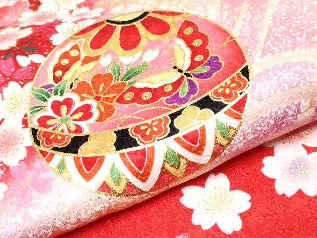 平和屋着物[]極上　七五三　女の子　3歳　祝着・長襦袢セット　鞠花文　金彩　逸品　未使用　CYAA4469s6