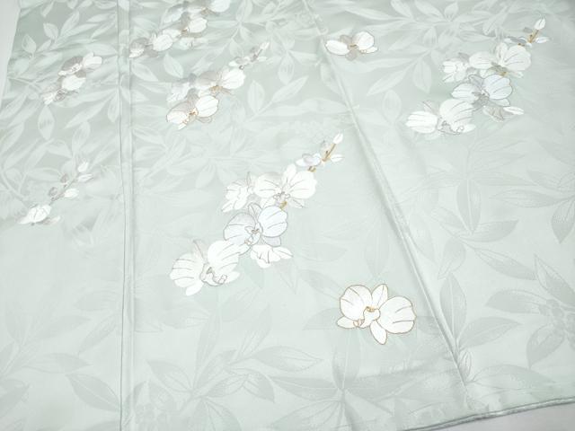 平和屋本店●極上　訪問着　総刺繍　胡蝶蘭　金糸　白緑色地　逸品　未使用　CYAA5052s6