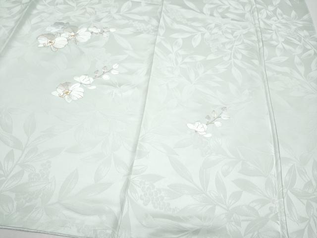 平和屋本店●極上　訪問着　総刺繍　胡蝶蘭　金糸　白緑色地　逸品　未使用　CYAA5052s6