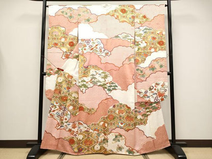 平和屋本店●極上　十日町老舗ブランド　吉澤友禅　吾妻徳穂　振袖　駒刺繍　飛鶴吉祥文　金彩　宍色　ますいわ屋扱い　逸品　CYAA4483s6