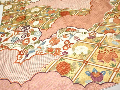 平和屋本店●極上　十日町老舗ブランド　吉澤友禅　吾妻徳穂　振袖　駒刺繍　飛鶴吉祥文　金彩　宍色　ますいわ屋扱い　逸品　CYAA4483s6