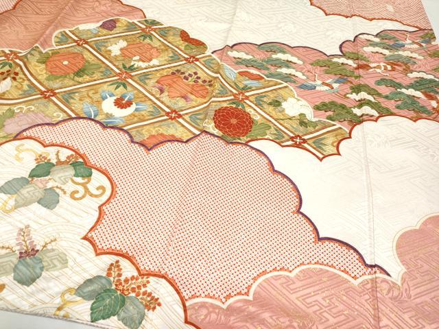 平和屋本店●極上　十日町老舗ブランド　吉澤友禅　吾妻徳穂　振袖　駒刺繍　飛鶴吉祥文　金彩　宍色　ますいわ屋扱い　逸品　CYAA4483s6