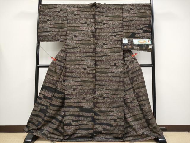 平和屋着物●極上　本場大島紬　訪問着　9マルキ　泥染め　熨斗花文　窪田織物謹製　証紙付き　逸品　CYAA4485s6