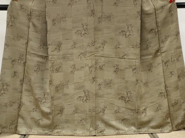 平和屋着物●極上　訪問着　鳥獣戯画　榛色地　逸品　未使用　CYAA4487s6