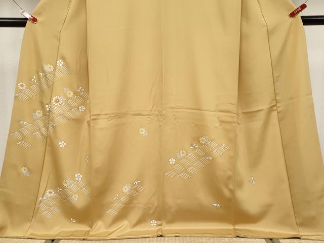 平和屋本店●極上　創業460年・千總　訪問着　駒刺繍　舞花文　金彩　黄橡色地　三越扱い　逸品　CYAA4495s6