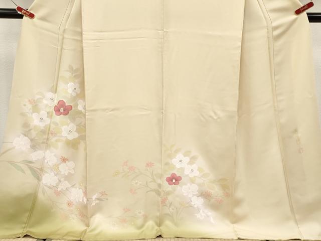 平和屋着物●極上　訪問着　作家物　手描き　刺繍　枝花文　暈し染め　金銀彩　蜂蜜色地　逸品　CYAA4497s6