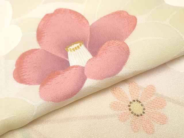 平和屋着物●極上　訪問着　作家物　手描き　刺繍　枝花文　暈し染め　金銀彩　蜂蜜色地　逸品　CYAA4497s6