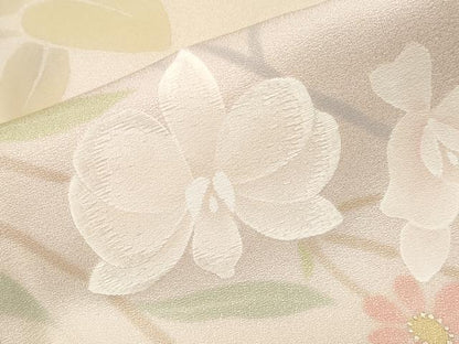 平和屋着物●極上　訪問着　作家物　手描き　刺繍　枝花文　暈し染め　金銀彩　蜂蜜色地　逸品　CYAA4497s6