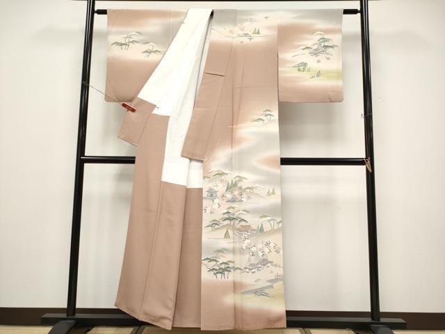 平和屋着物●極上　名門・上野家　上野街子　清染居　訪問着　風景文　暈し染め　煎茶色地　逸品　CYAA4498s6