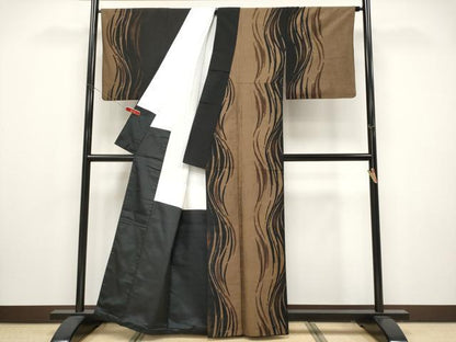平和屋着物●極上　訪問着　紬地　流線文　逸品　CYAA4499s6