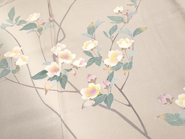 平和屋着物●極上　訪問着　友禅　作家物　枝花文　暈し染め　灰桜色地　逸品　CYAA4503s6