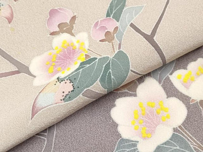 平和屋着物●極上　訪問着　友禅　作家物　枝花文　暈し染め　灰桜色地　逸品　CYAA4503s6