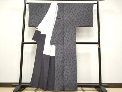 平和屋着物●極上　重要無形文化財　人間国宝　中村勇二郎　江戸小紋　国宝平等院雲中供養菩薩像五十二　黒紅色地　逸品　CYAA4507s6