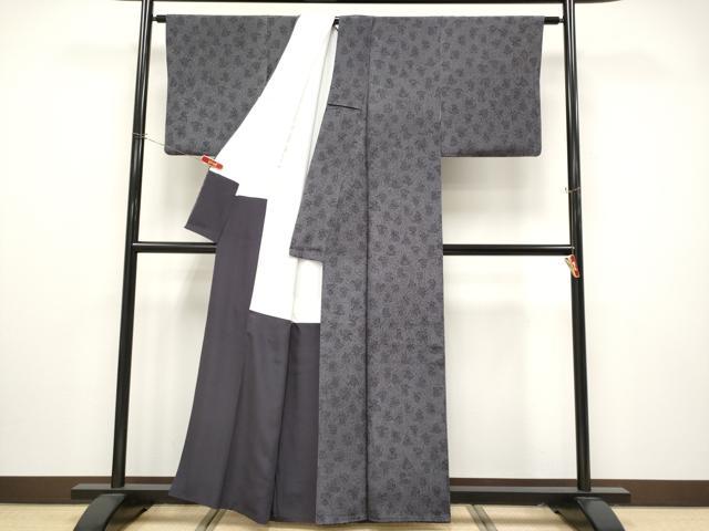 平和屋着物●極上　重要無形文化財　人間国宝　中村勇二郎　江戸小紋　国宝平等院雲中供養菩薩像五十二　黒紅色地　逸品　CYAA4507s6