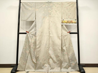 平和屋着物●極上　本場大島紬　訪問着　作家物　枝花文　羽風　藤絹織物謹製　証紙付き　逸品　CYAA4508s6