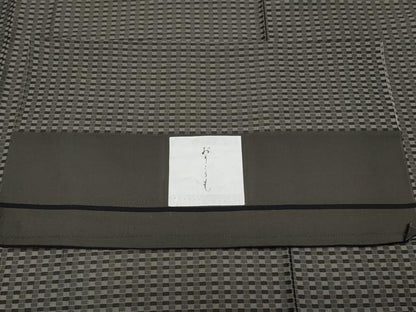 平和屋本店●極上 男性 お召 格子柄 おりころも 反端付き 逸品 CYAA4509s6