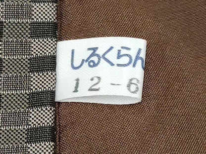 平和屋本店●極上 男性 お召 格子柄 おりころも 反端付き 逸品 CYAA4509s6