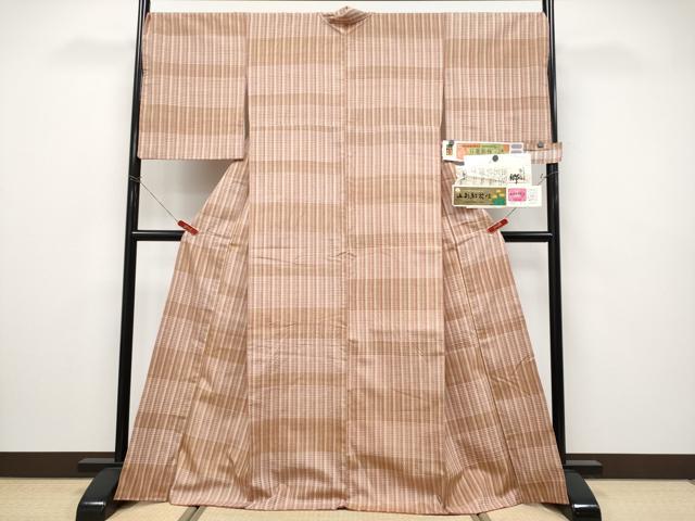 平和屋本店●極上　白鷹紬　置賜紬　背抜き仕立て　山形紅花染　郷　小松織物謹製　東武百貨店扱い　証紙付き　逸品　CYAA4511s6