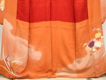平和屋本店●極上 アンティーク 大正ロマン 中国三大刺繍 相良刺繍 振袖 雲取り枝花文 金彩 丹色地 逸品 CYAA4516s6