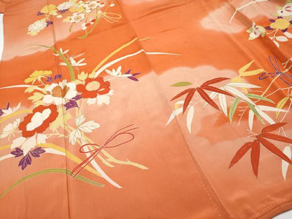平和屋本店●極上 アンティーク 大正ロマン 中国三大刺繍 相良刺繍 振袖 雲取り枝花文 金彩 丹色地 逸品 CYAA4516s6