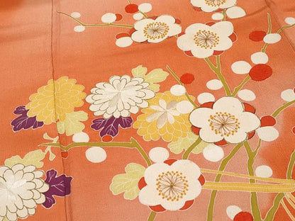 平和屋本店●極上 アンティーク 大正ロマン 中国三大刺繍 相良刺繍 振袖 雲取り枝花文 金彩 丹色地 逸品 CYAA4516s6