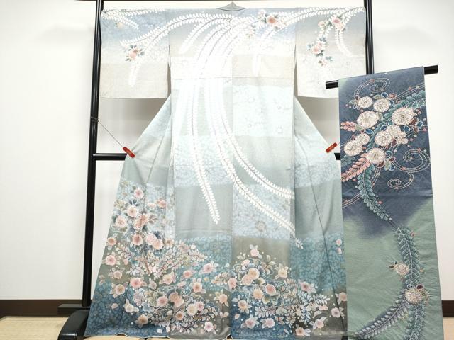 平和屋本店●極上　訪問着　袋帯セット　作家物　辻が花　暈し染め　金彩　逸品　CYAA4525s6