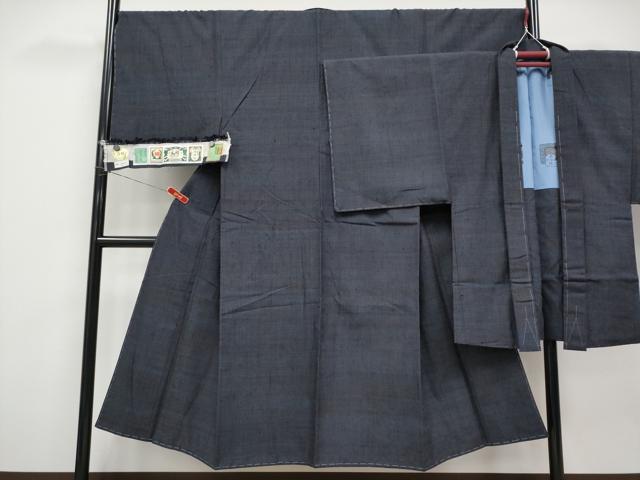 平和屋着物●極上　男性　結城紬　奥順　はたおり娘　濃紺地　証紙付き　逸品　未使用　CYAA4527s6