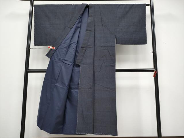 平和屋着物●極上　男性　結城紬　奥順　はたおり娘　濃紺地　証紙付き　逸品　未使用　CYAA4527s6
