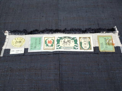 平和屋着物●極上　男性　結城紬　奥順　はたおり娘　濃紺地　証紙付き　逸品　未使用　CYAA4527s6