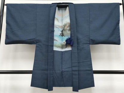 平和屋着物●極上　男性　紬　アンサンブル　亀甲柄　羽織紐付き　逸品　CYAA4529s6