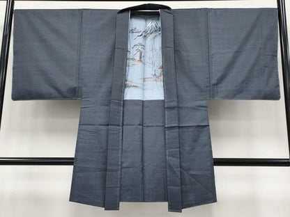 平和屋着物●極上　男性　本場大島紬　アンサンブル・長襦袢セット　格子柄　証紙付き　逸品　未使用　CYAA4530s6