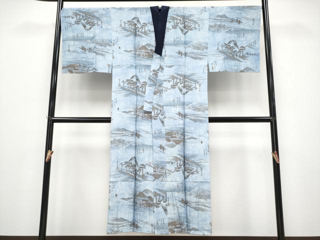 平和屋着物●極上　男性　本場大島紬　アンサンブル・長襦袢セット　格子柄　証紙付き　逸品　未使用　CYAA4530s6