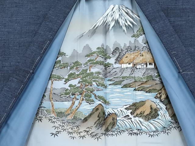 平和屋着物●極上　男性　本場結城玉紬　結織苑　アンサンブル　キングサイズ　杢　証紙・反端付き　逸品　CYAA4532s6