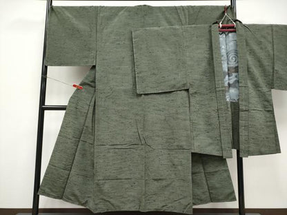 平和屋着物●極上　男性　紬　アンサンブル　キングサイズ　色無地　藍媚茶色　逸品　未使用　CYAA4534s6