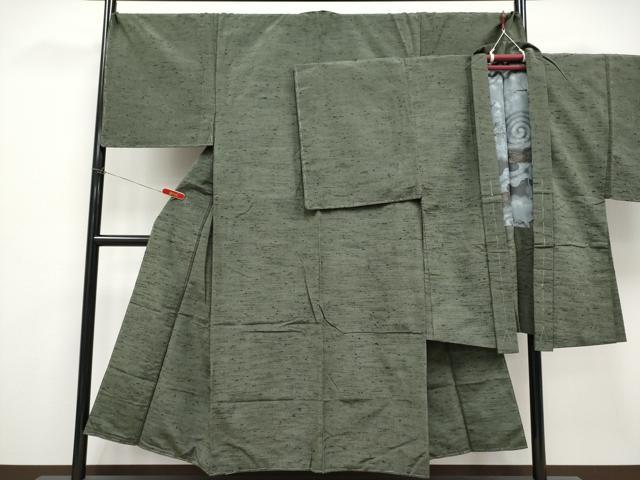 平和屋着物●極上　男性　紬　アンサンブル　キングサイズ　色無地　藍媚茶色　逸品　未使用　CYAA4534s6