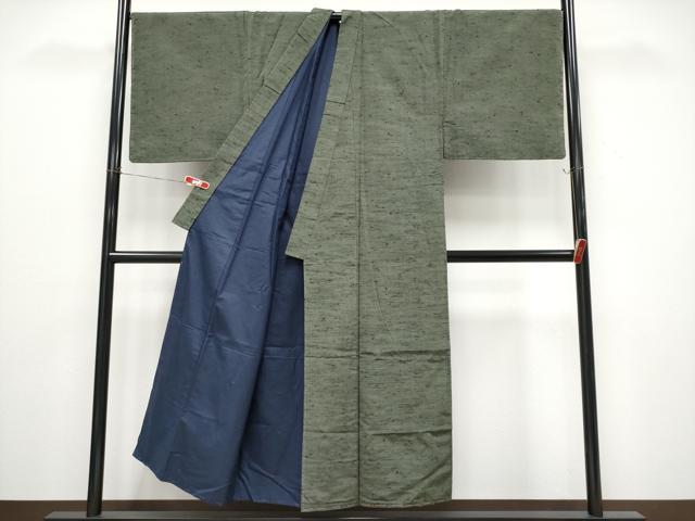平和屋着物●極上　男性　紬　アンサンブル　キングサイズ　色無地　藍媚茶色　逸品　未使用　CYAA4534s6