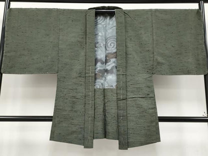 平和屋着物●極上　男性　紬　アンサンブル　キングサイズ　色無地　藍媚茶色　逸品　未使用　CYAA4534s6
