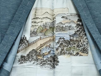 平和屋着物●極上　男性　紬　アンサンブル　錆鼠色地　逸品　未使用　CYAA4538s6