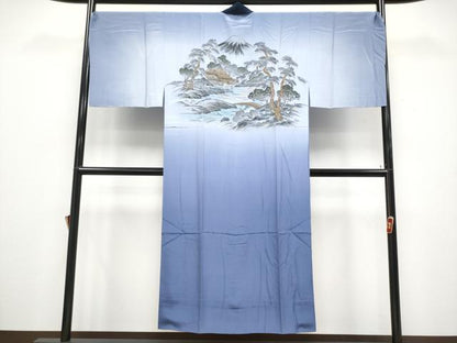 平和屋着物●極上　男性　紬　アンサンブル・長襦袢セット　縞　逸品　未使用　CYAA4540s6