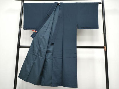 平和屋着物●極上　男性　色無地　アンサンブル　鬼しぼ縮緬　藍鉄色地　逸品　未使用　CYAA4542s6