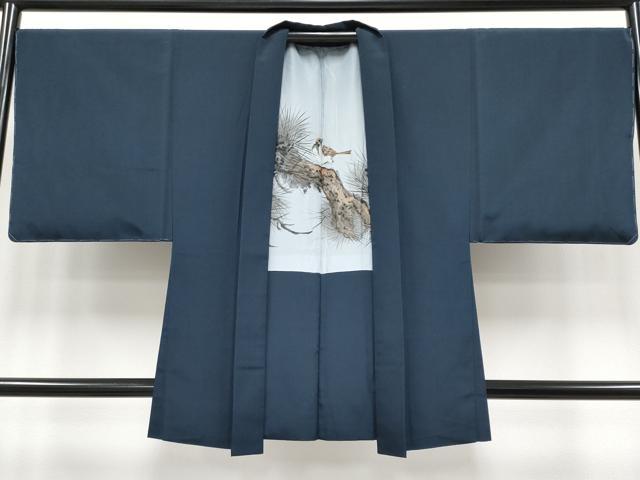 平和屋着物●極上　男性　色無地　アンサンブル　鬼しぼ縮緬　藍鉄色地　逸品　未使用　CYAA4542s6