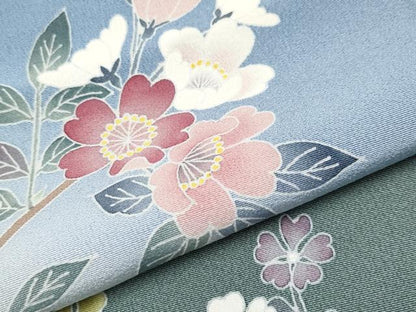 平和屋着物●極上　本加賀友禅作家　佐藤有季子　訪問着　枝花文　暈し染め　三越扱い　証紙付き　青藤色地　逸品　CYAA4551s6