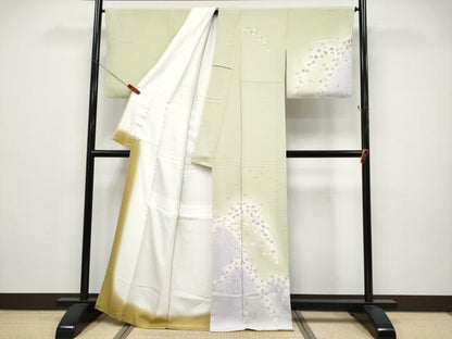 平和屋着物●極上　湘南友禅　内田芳光　訪問着　花煌路　暈し染め　金彩　若芽色地　逸品　未使用　CYAA4554s6