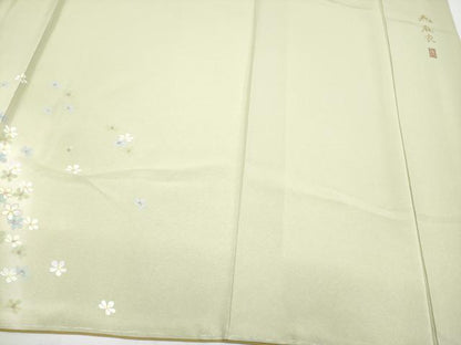 平和屋着物●極上　湘南友禅　内田芳光　訪問着　花煌路　暈し染め　金彩　若芽色地　逸品　未使用　CYAA4554s6