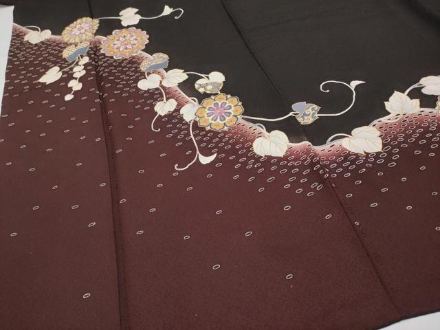 平和屋着物●極上　訪問着　刺繍　貝紫　駒刺繍　正倉院蔦の葉文　金彩　憲法国茶色地　さが美扱い　逸品　CYAA4557s6