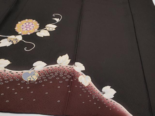 平和屋着物●極上　訪問着　刺繍　貝紫　駒刺繍　正倉院蔦の葉文　金彩　憲法国茶色地　さが美扱い　逸品　CYAA4557s6